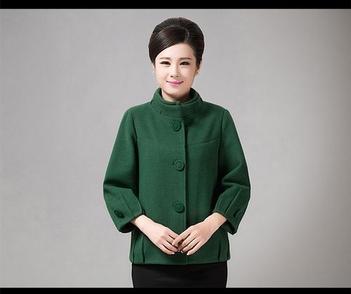 秋冬裝中老年女裝毛呢外套女短款上衣中年媽媽